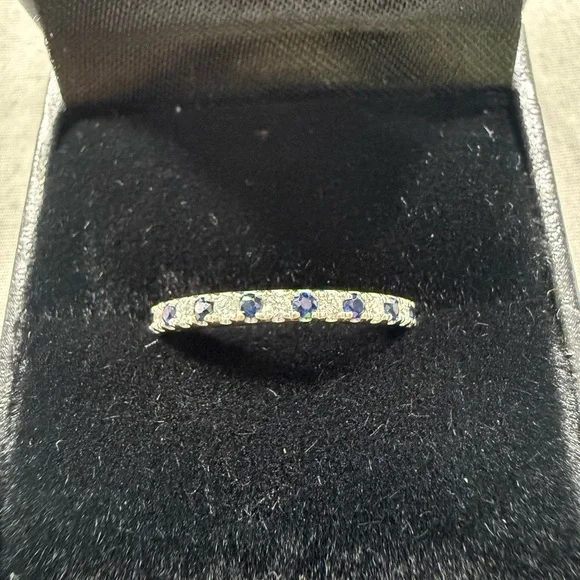 Vera Wang Diamond Love Diamond and Blue Sapphire Band in 14K White Gold - Picture 3 of 8